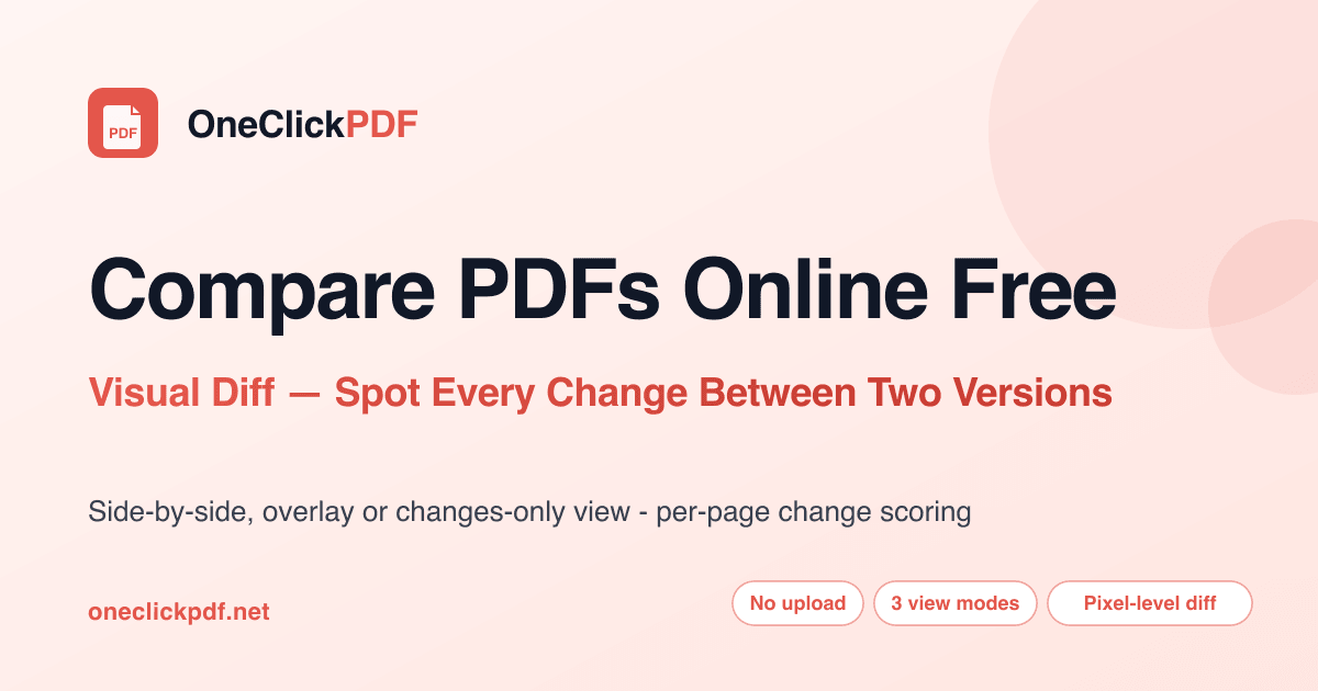 Compare PDFs Online Free — Visual Diff Tool, No Upload | OneClickPDF ...